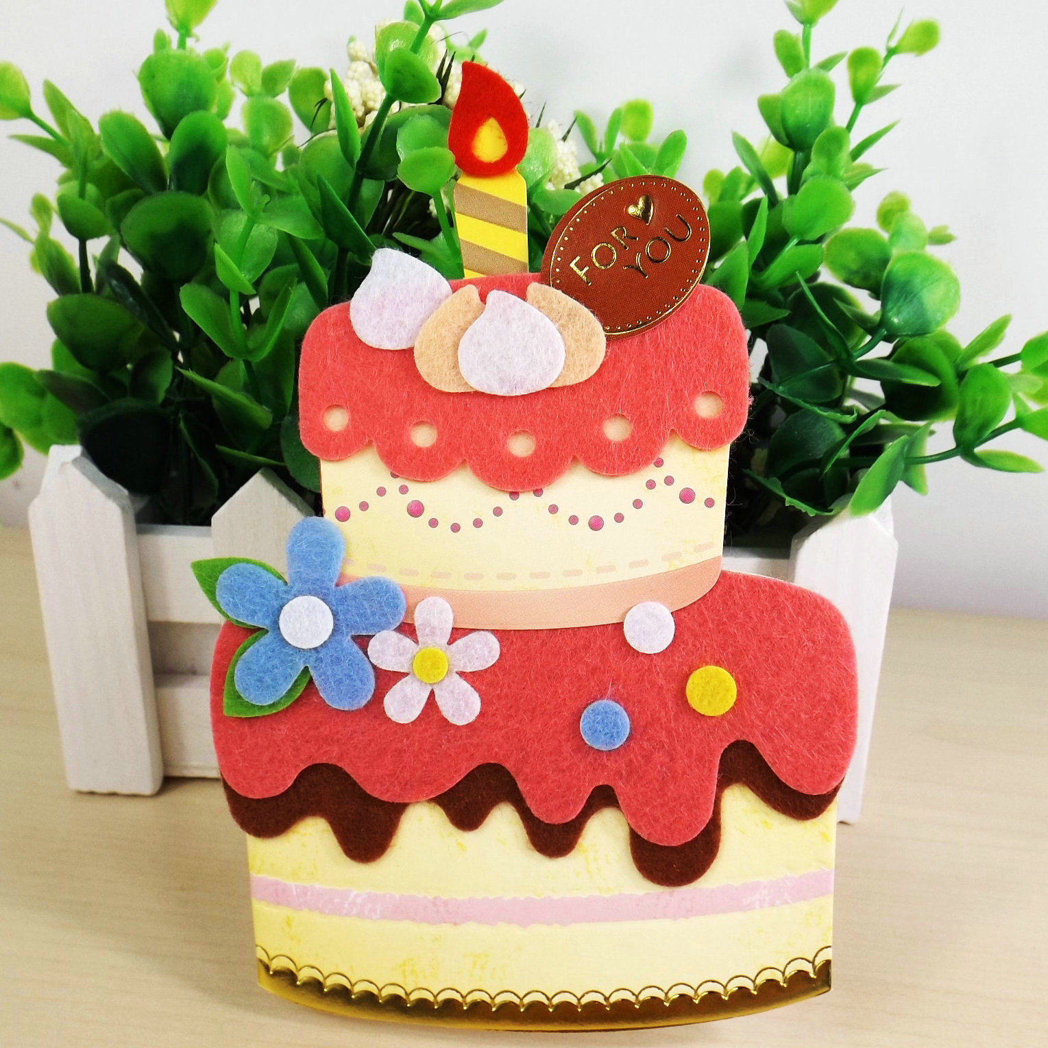 台湾四季创意手工生日祝福贺卡甜甜圈异形卡片送闺蜜朋友蛋糕系列