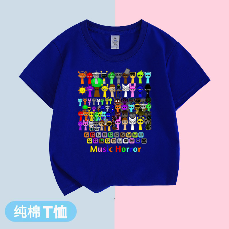Sprunki节奏盒子衣服儿童纯棉短袖T恤夏季男女小中大童装学生上衣