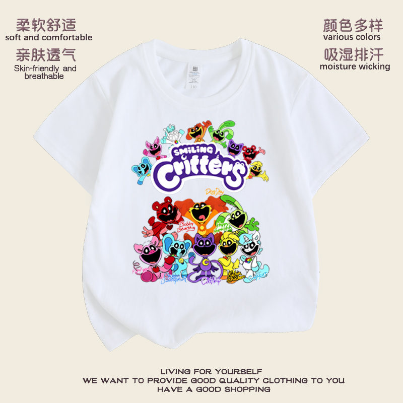 波比的游戏时间smiling critters3恐怖微笑小动物儿童宽松短袖T恤