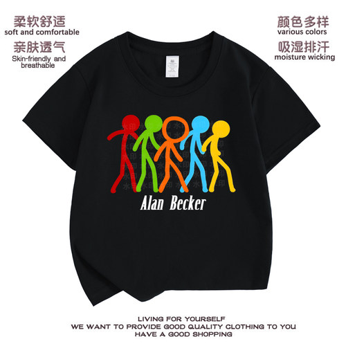 AlanBecker火柴人五色组+Alan鼠标短袖T恤夏季高街宽松休闲百搭潮