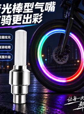 自行车感应气门灯七彩风火轮山地车气嘴荧光棒夜间骑行闪光警示灯
