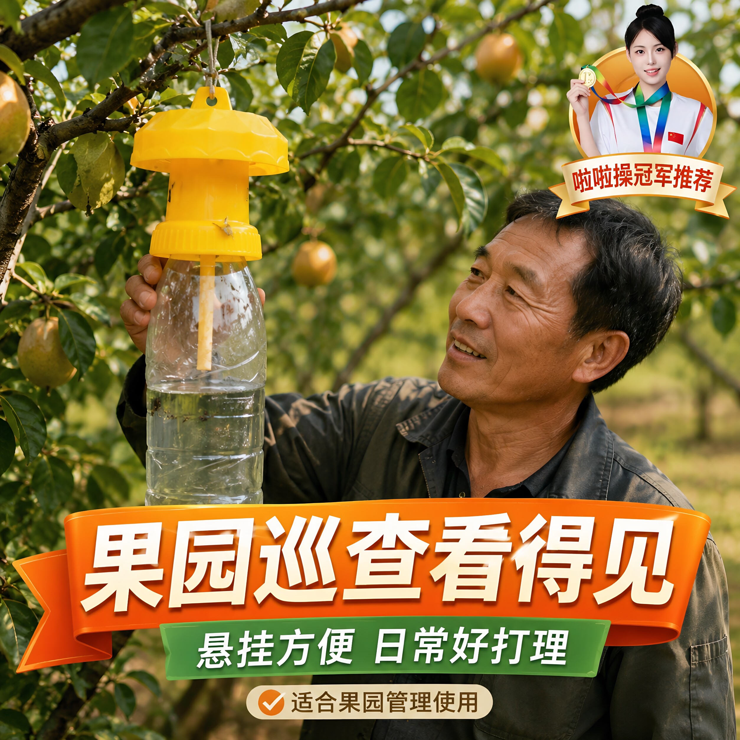 简易果蝇诱捕器盖头果园瓜地桔小实蝇针锋瓜蝇诱引捕捉诱剂果蝇药