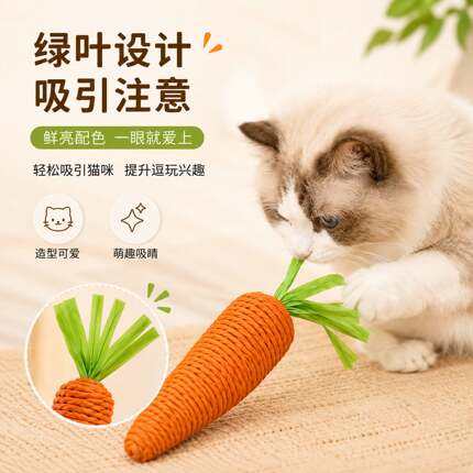 猫玩具可爱发声胡萝卜逗猫棒耐咬磨牙磨爪幼猫咪自嗨玩具解闷神器