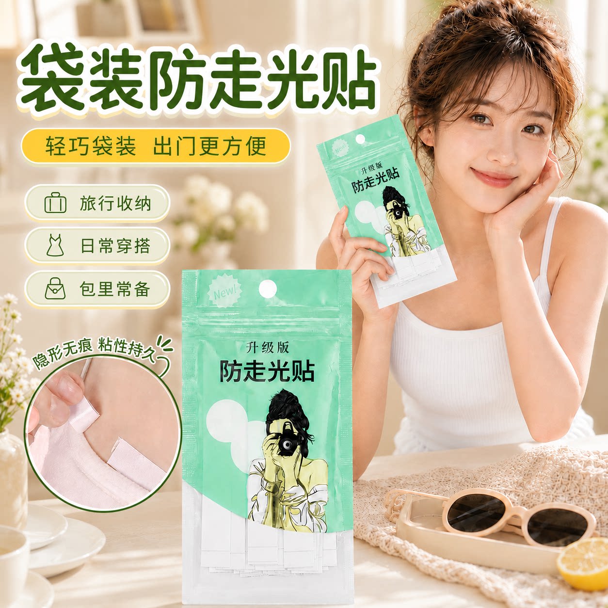 衬衫v领口胸口双面胶防滑防走光