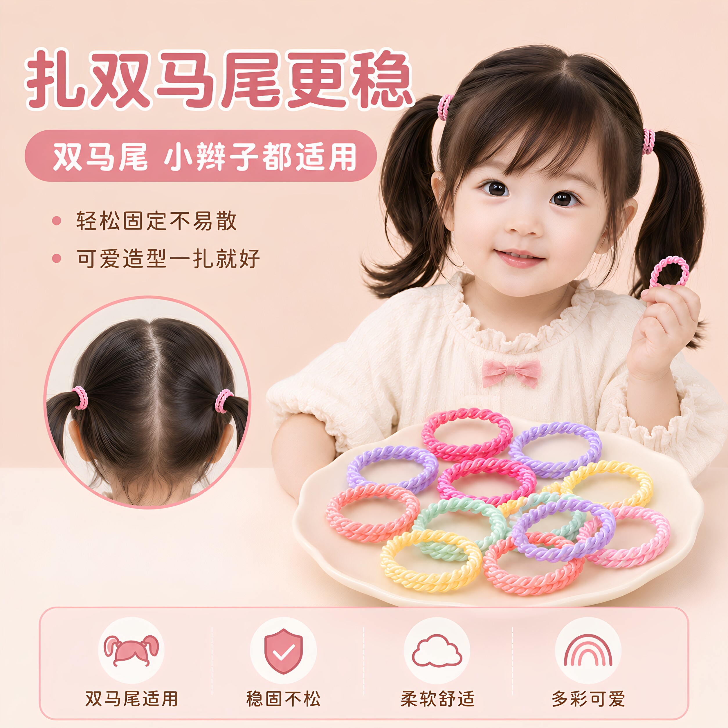 宝宝皮筋不伤发小号儿童扎小啾啾头绳婴儿发饰女童弹性好韩系发圈