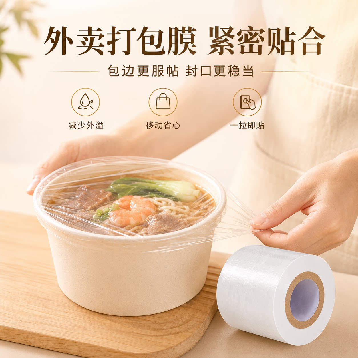 外卖防漏自粘缠绕膜封口