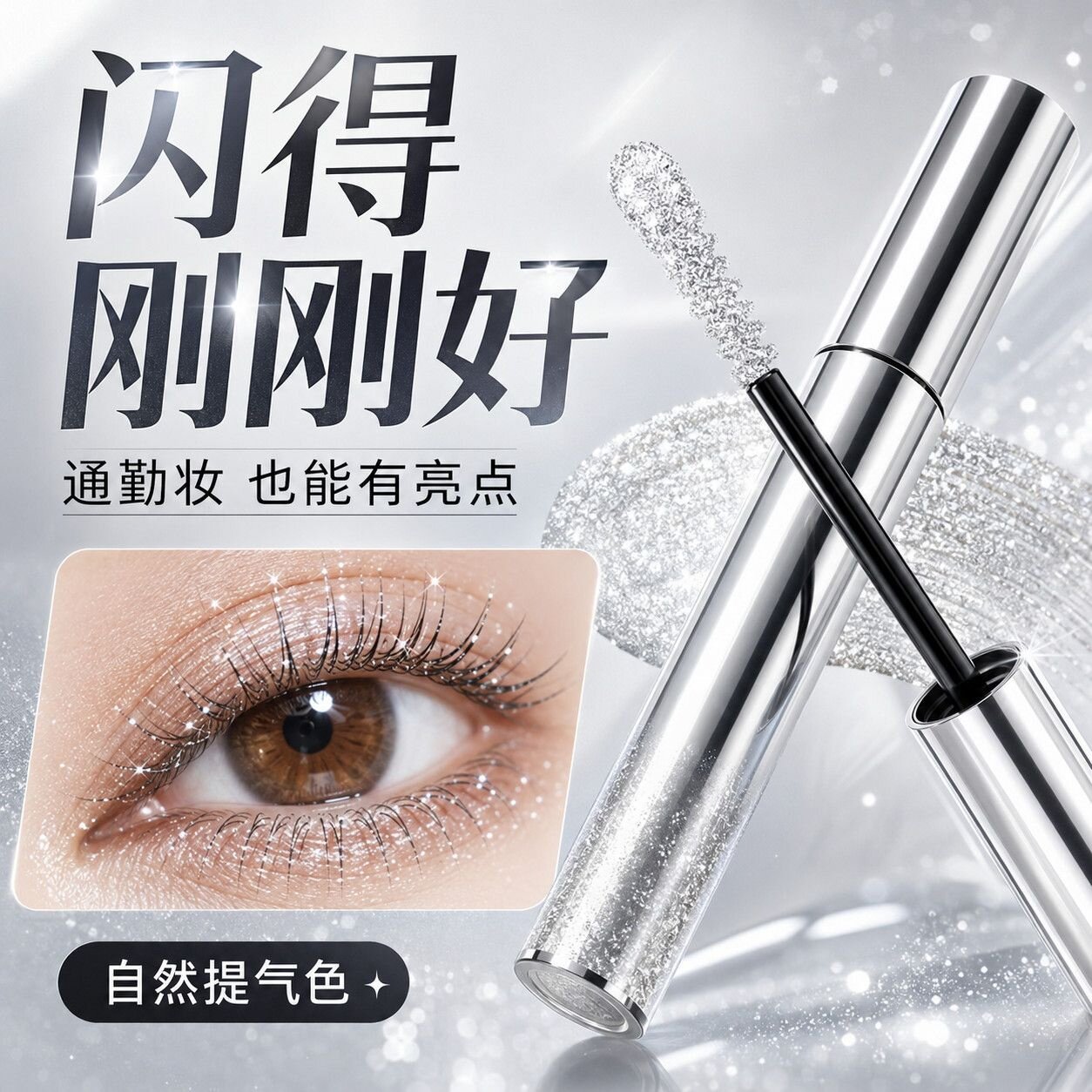 碎钻爆闪防水不晕染拉长睫毛膏
