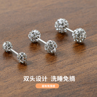 耳钉女锆石超闪耳饰女小众高级感养耳洞免摘耳蜗小耳骨钉