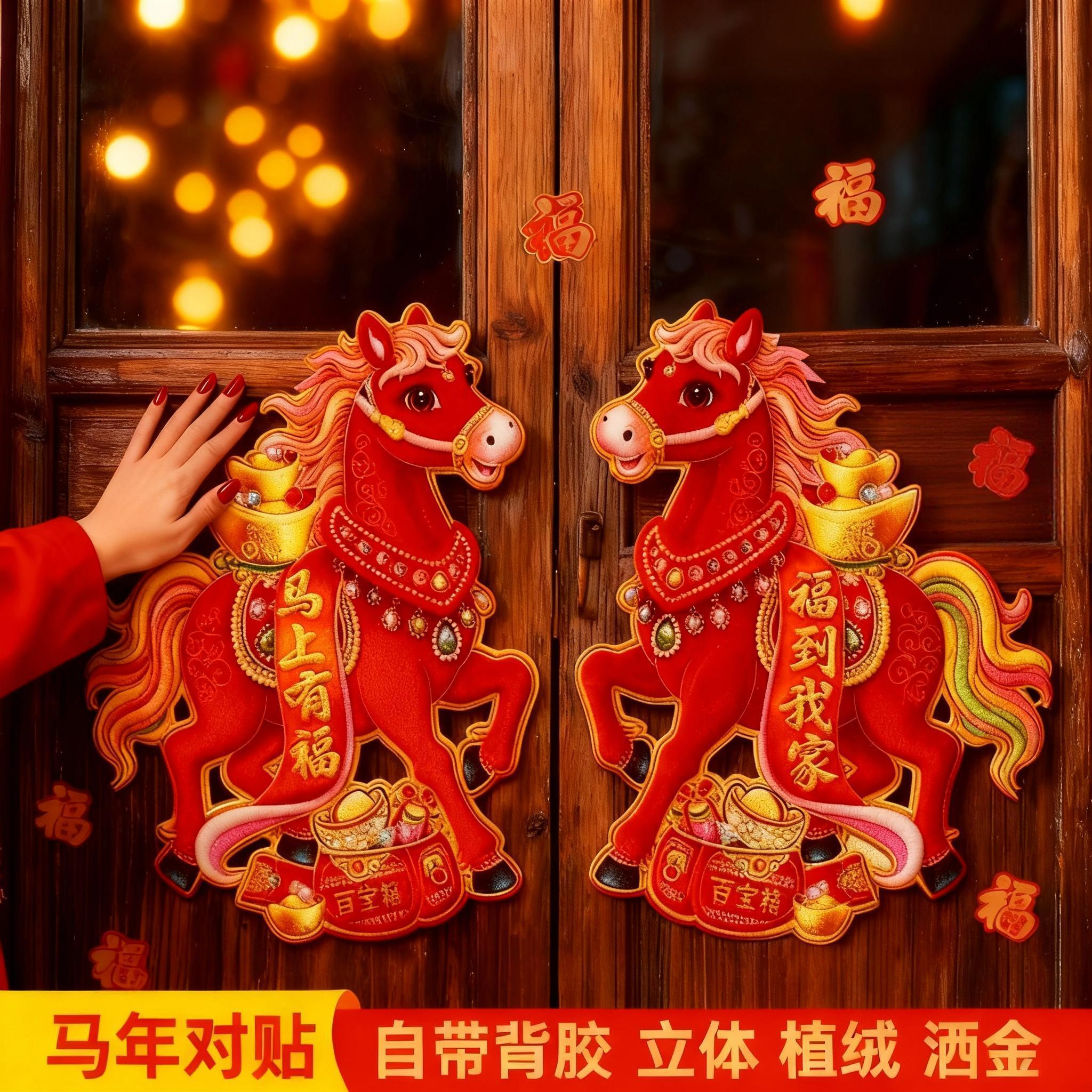 2026马年生肖立体门贴卡通新款装饰福字烫金立体大号年画春节贴纸,节庆用品/礼品,挂饰/生肖挂饰,淘宝优惠券,粉丝福利购,淘宝优惠卷