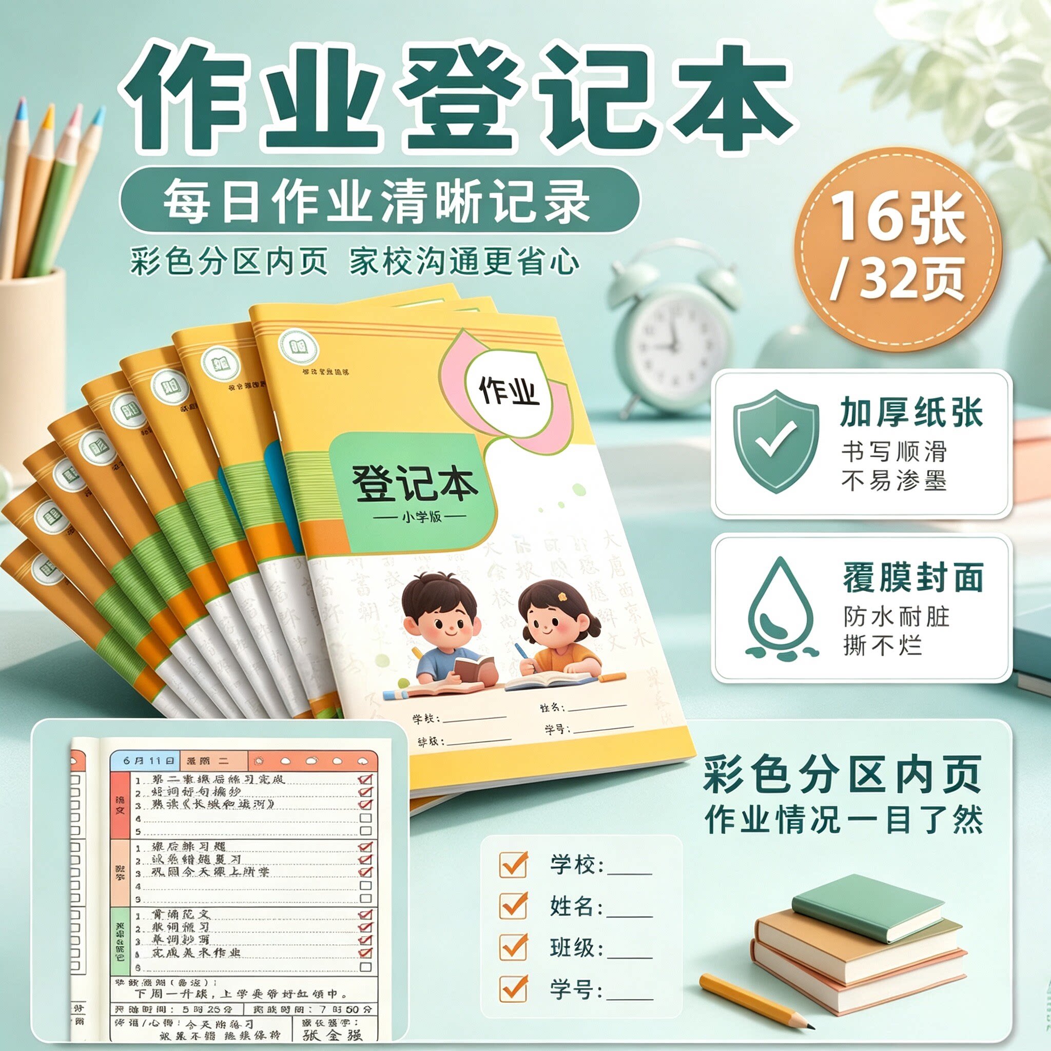 小学生作业登记家校联系本