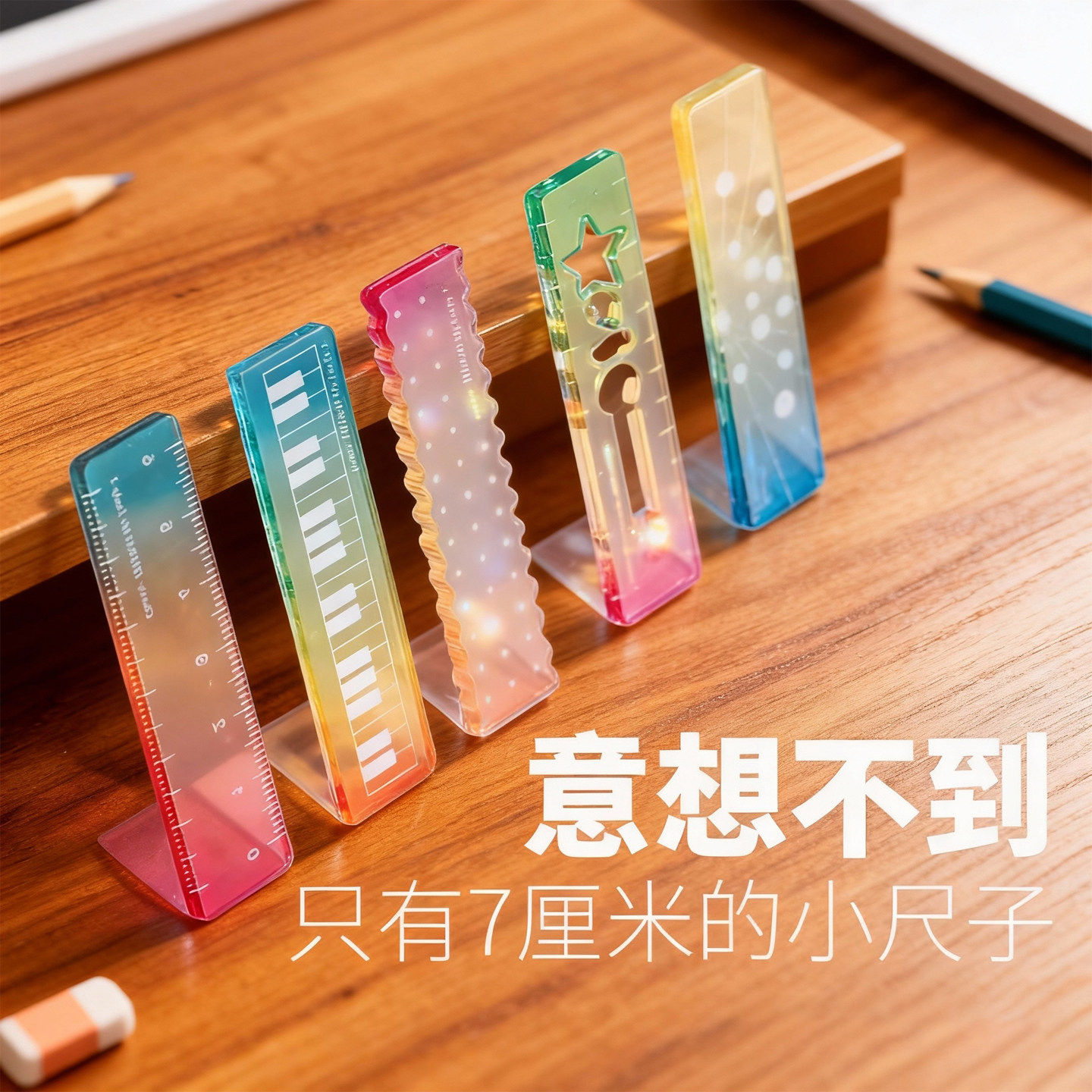 称心如意尺掌心尺糖果色手帐本迷你多功能刻度尺透明波浪直尺子