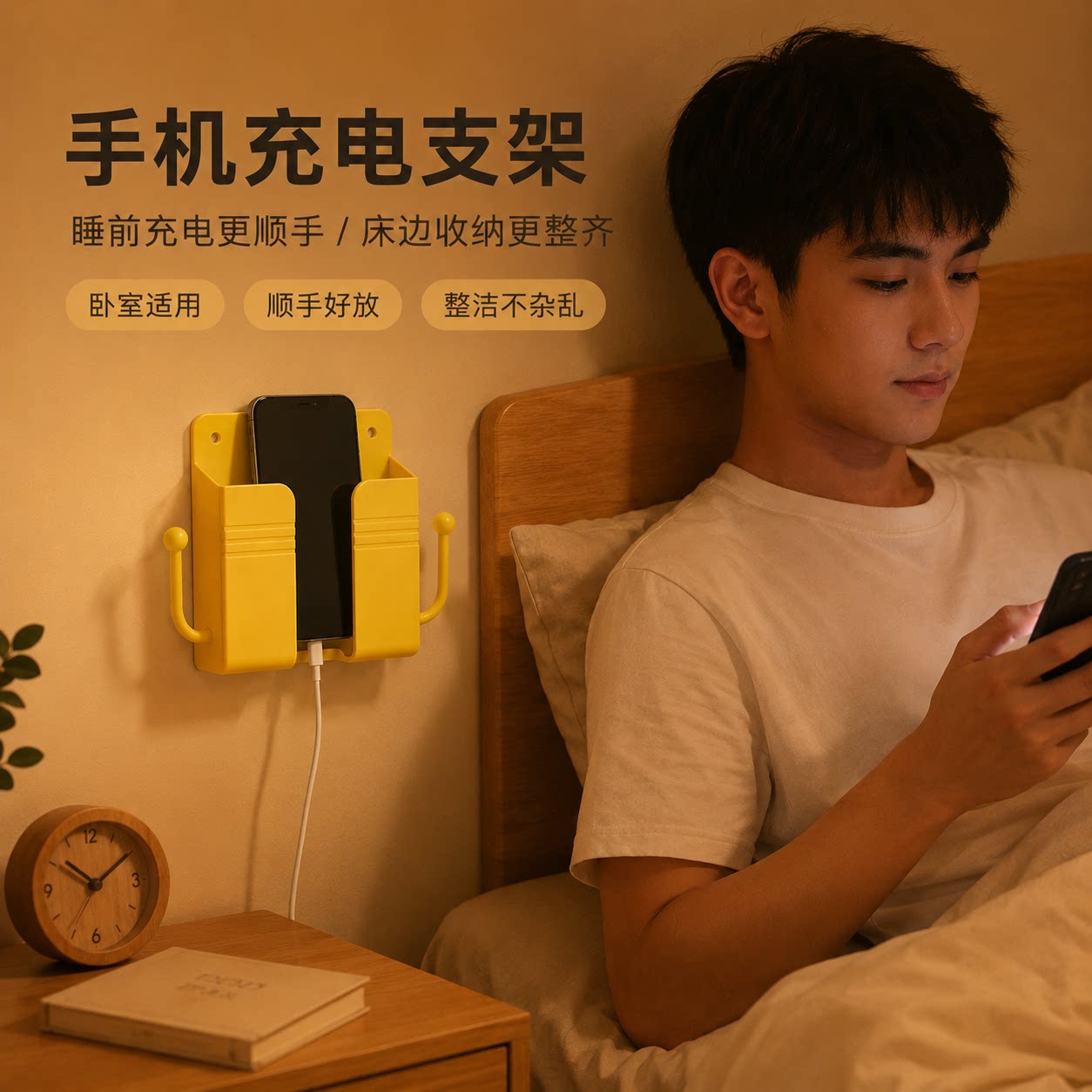 免打孔粘贴壁挂手机遥控器收纳盒