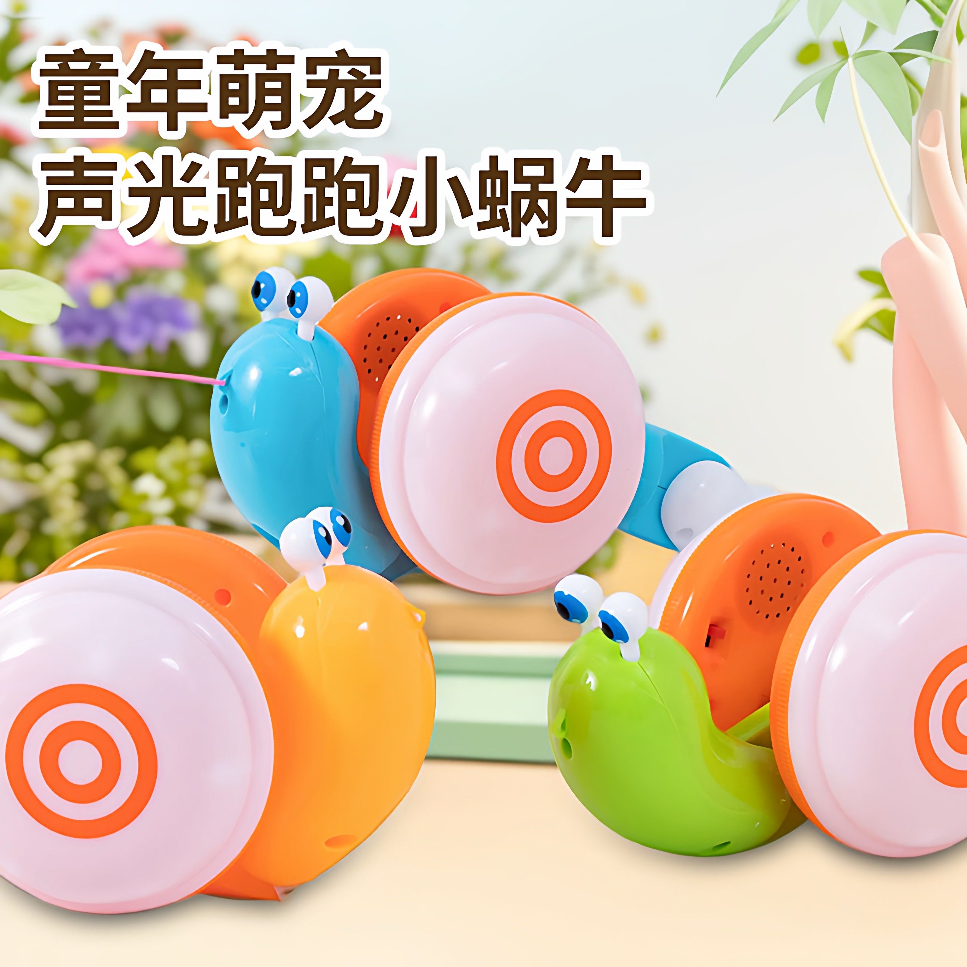 牵绳蜗牛爬行儿童玩具电动发光益智小孩1一2岁3宝宝女孩6男孩礼物
