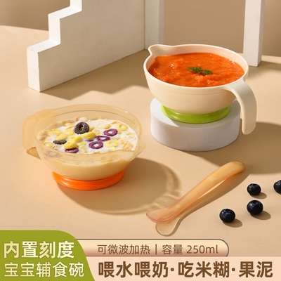 辅食喝汤碗喂水研磨碗硅胶勺套装