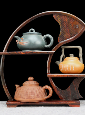 大红酸枝实木小博古架多宝阁红木茶具架古玩盆景茶壶展示仿古中式