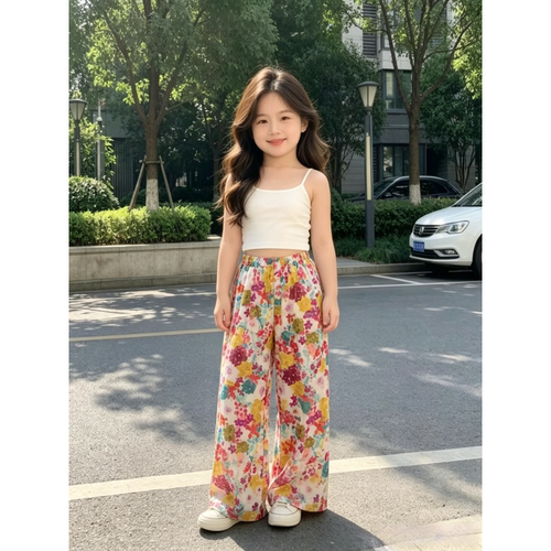 男女童夏季防蚊裤棉绸长裤薄款新款裤子宽松休闲裤儿童亲子阔腿裤