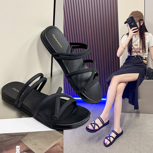 舒适平底沙滩学生拖鞋女夏季网红