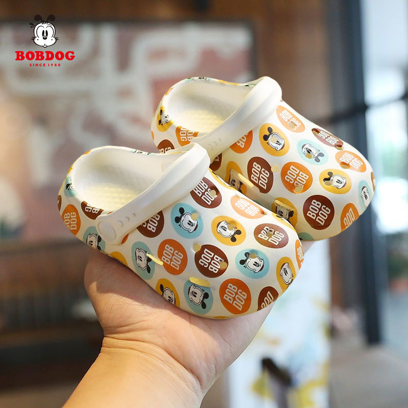 巴布豆儿童洞洞鞋卡通印花1-5岁2男女小童花园透气防滑凉拖鞋柔软