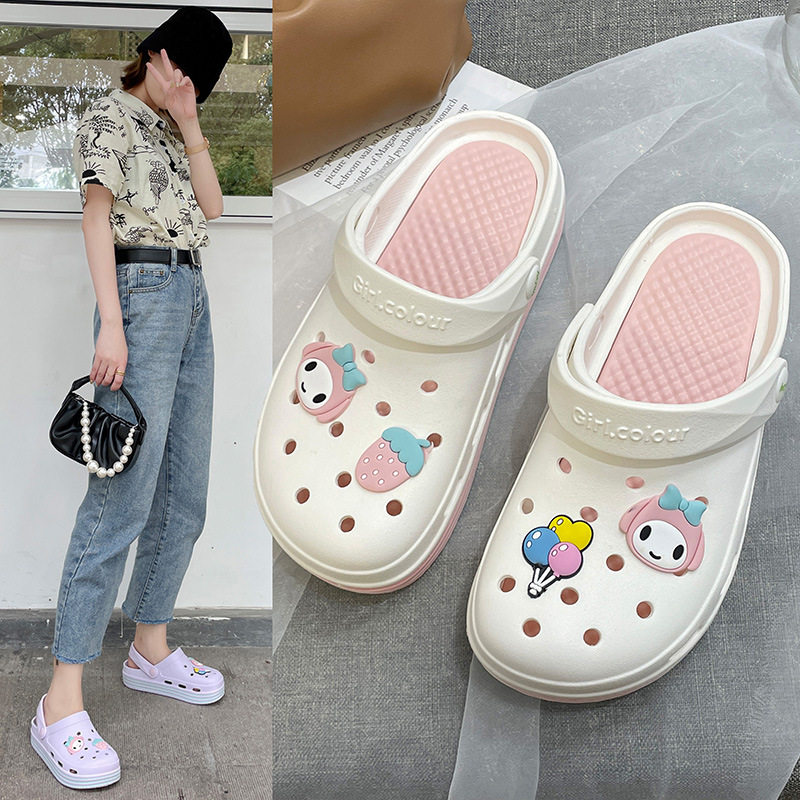 可爱外穿心潮防滑eva洞洞鞋女夏图片