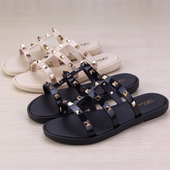 防滑沙滩室内浴室洗澡外穿亚民族风时尚 凉拖鞋 柳丁平底一字拖女夏