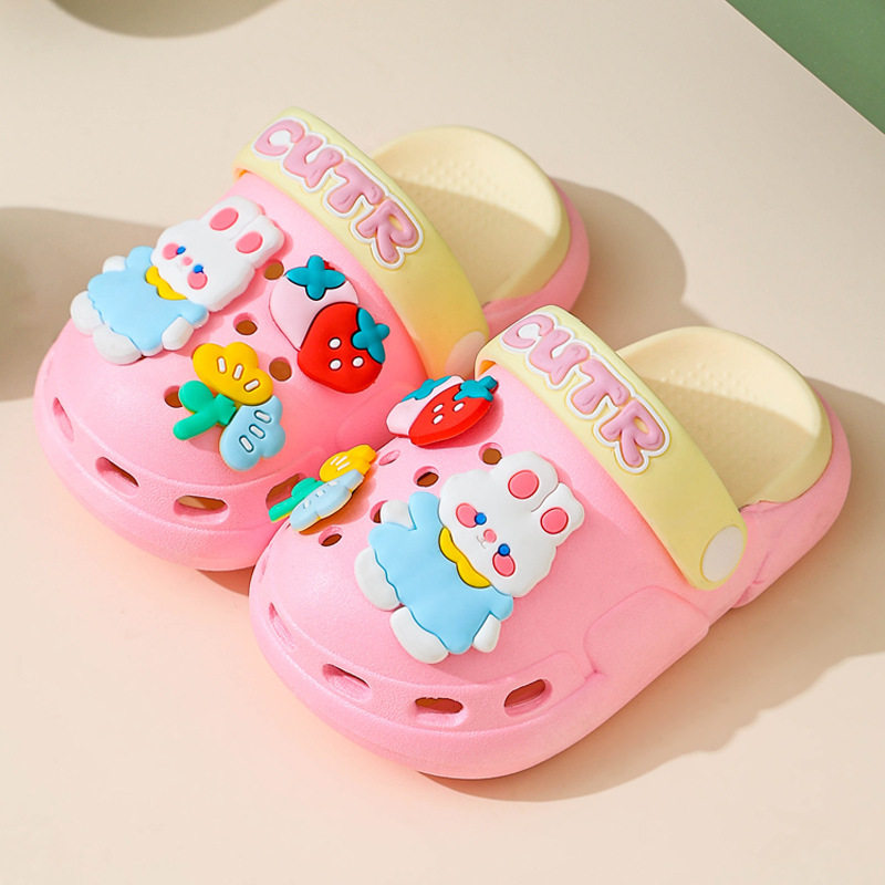 儿童洞洞鞋夏季男童女童宝宝厚底凉拖鞋防滑透气可爱卡通宝宝包头