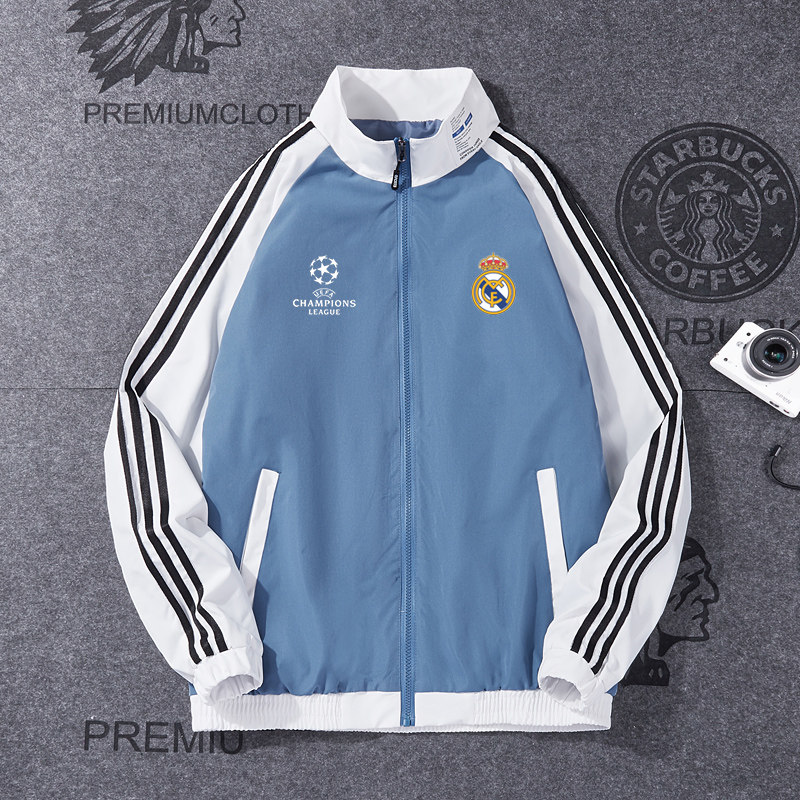 西甲皇马欧冠运动夹克棉服男女秋冬季薄款加厚姆巴佩训练休闲外套