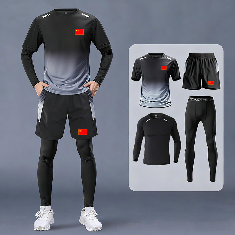 中国国家队运动套装男女春夏季速干跑步训练紧身衣裤健身装备定制