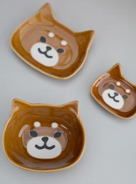 半村 日式柴犬碟 可爱陶瓷小碟子 味碟调料酱料酱油醋蝶 小菜碟