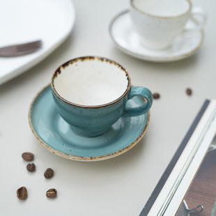 半村 复古做旧咖啡杯碟 窑变系列 美式卡布奇诺拿铁杯碟 一杯一碟