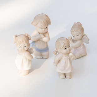 出口北欧桌面摆件中古复古陶瓷天使摆件节日氛围 天使 半村 治愈