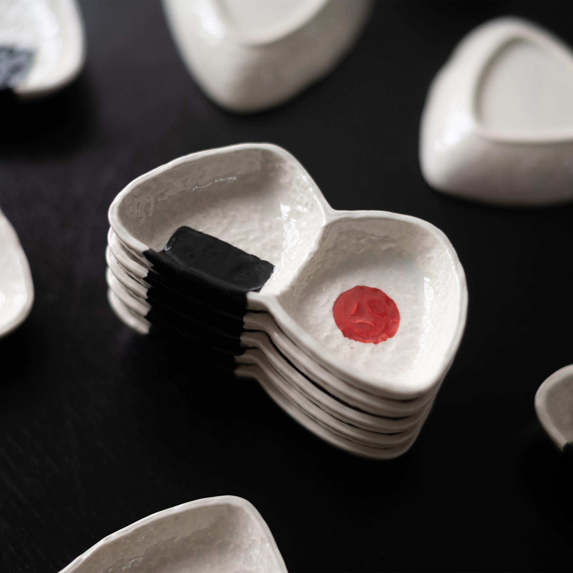 半村 日式可爱饭团盘 陶瓷釉下彩  家用醋碟酱油碟调味碟小碟子