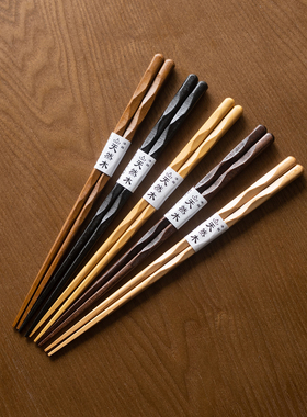 半村 日本原单 天然家庭装实木木筷 家用抗菌防霉原木筷子 包邮