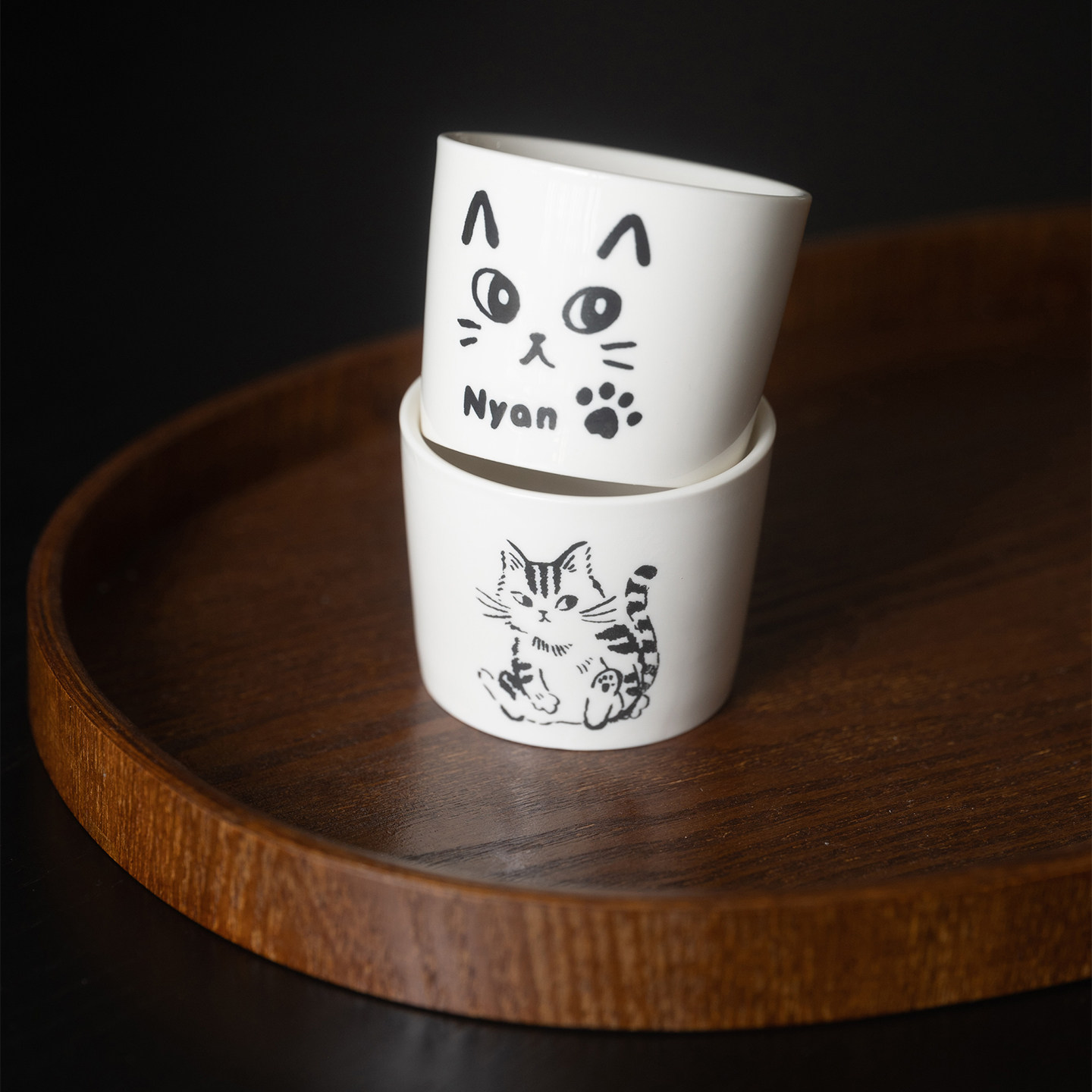 半村 日式中古猫咪插画风咖啡杯小杯 复古陶瓷茶杯 手绘和风酒杯,餐饮具,咖啡杯,淘宝优惠券,粉丝福利购,淘宝优惠卷