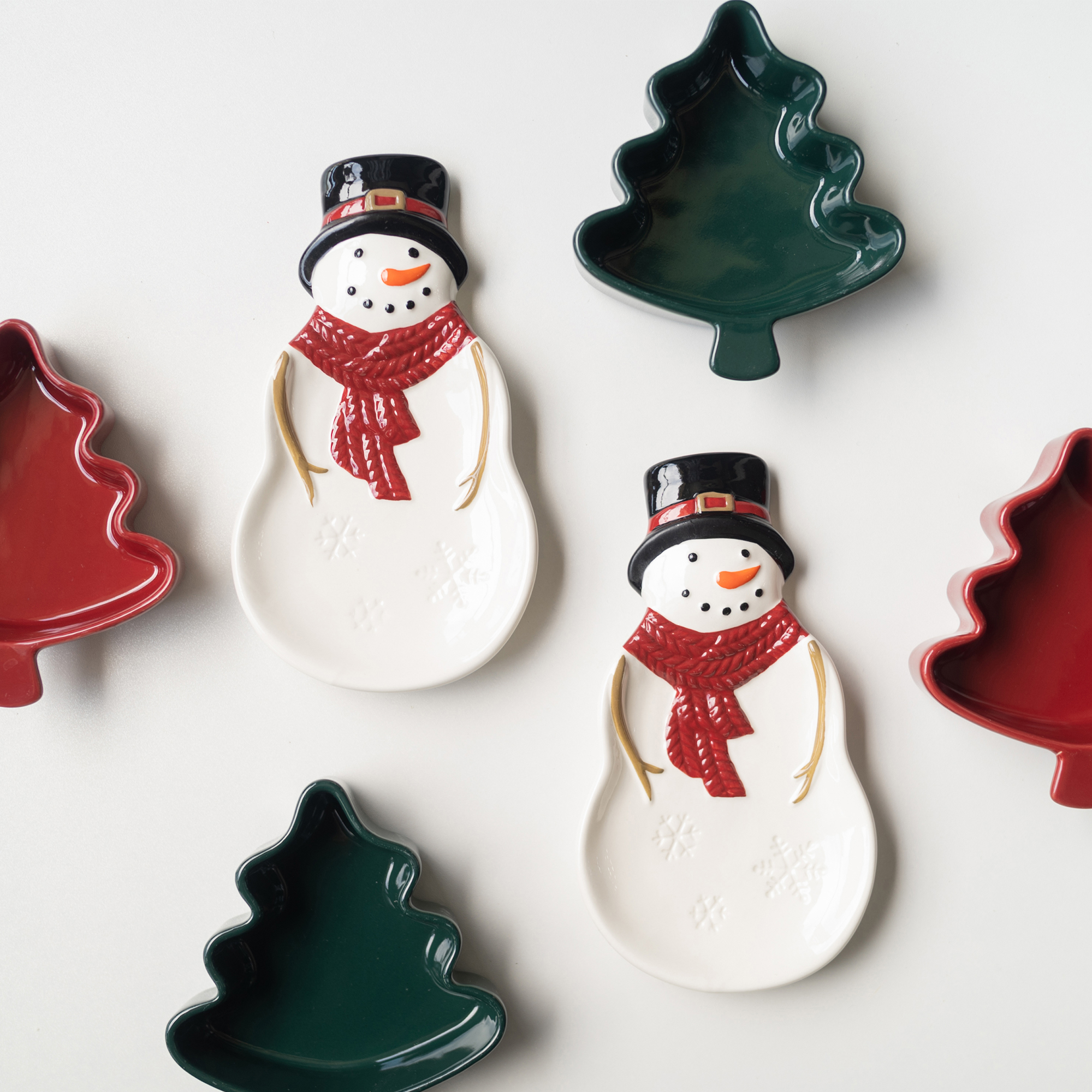 半村 圣诞限定系列 雪人盘子复古盘碟盘 高颜值陶瓷釉下彩圣诞树