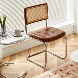 北欧家用餐椅民宿复古风设计师藤编椅子ins网红咖啡厅中古休闲椅