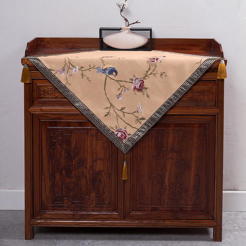 中式茶几桌布中国风盖布梳妆台斗柜罩方桌布边几棉麻台布盖巾桌i.
