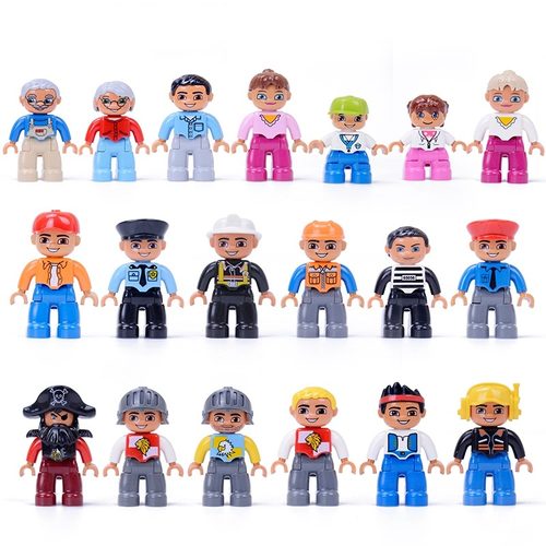 大颗粒积木配件人仔小人卡通人物公仔人偶爸爸妈妈弟弟妹妹警察