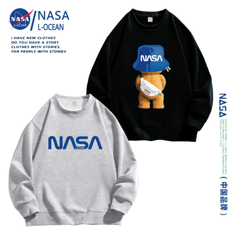 NASA春秋季卫衣潮牌ins长袖百搭圆领宽松打底衫男女情侣套头上衣