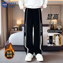 加绒加厚运动裤子男士秋冬季保暖卫裤宽松直筒青少年ins休闲长裤