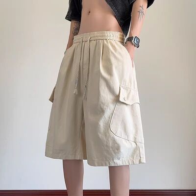 夏季休闲百搭工装短裤男士宽松运动裤男美式青少年沙滩五分裤外穿