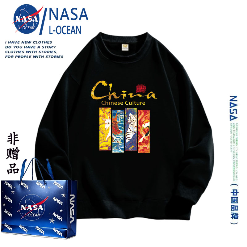 NASA春秋季时尚套头卫衣男女情侣宽松潮流ins圆领上衣服长袖外穿