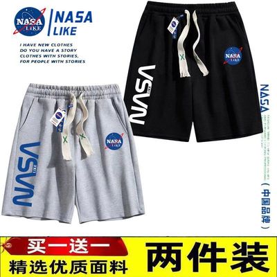 NASA短裤男夏季潮牌潮流ins薄款韩版宽松直筒休闲外穿美式五分裤