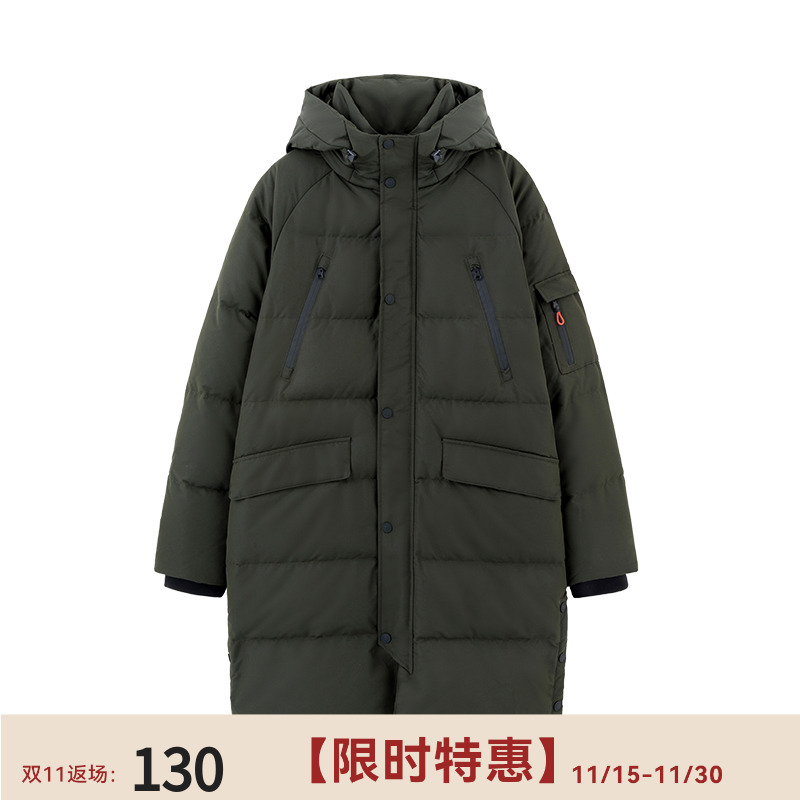 中和休闲长款羽绒服男2025冬季新款宽松连帽面包服保暖加厚外套潮