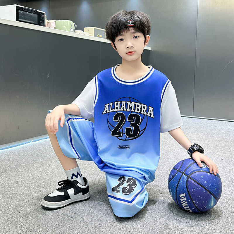 儿童篮球服男童夏季运动套装中大童休闲夏装学生定制编号训练队服