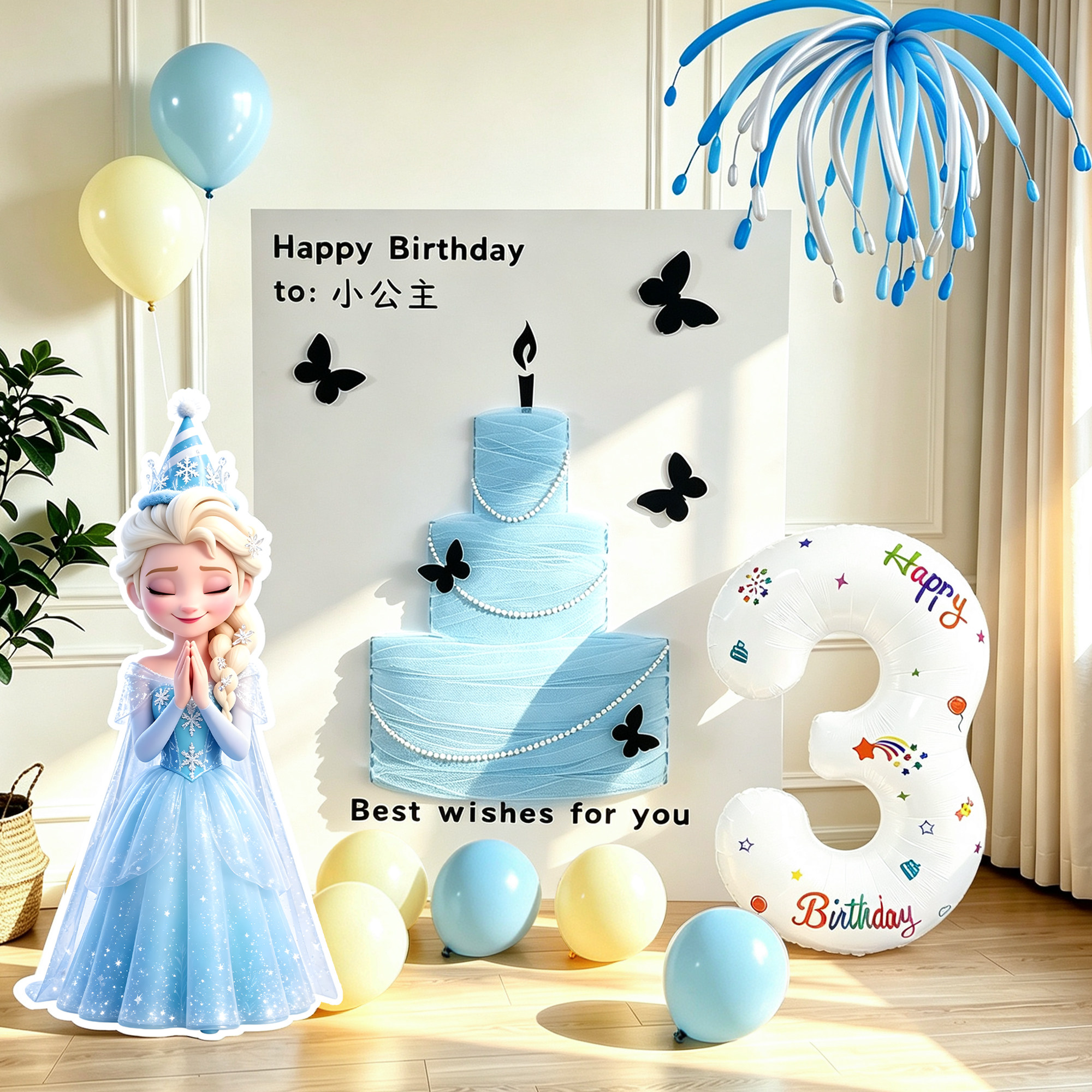 小红书爆款网纱蛋糕KT生日布置