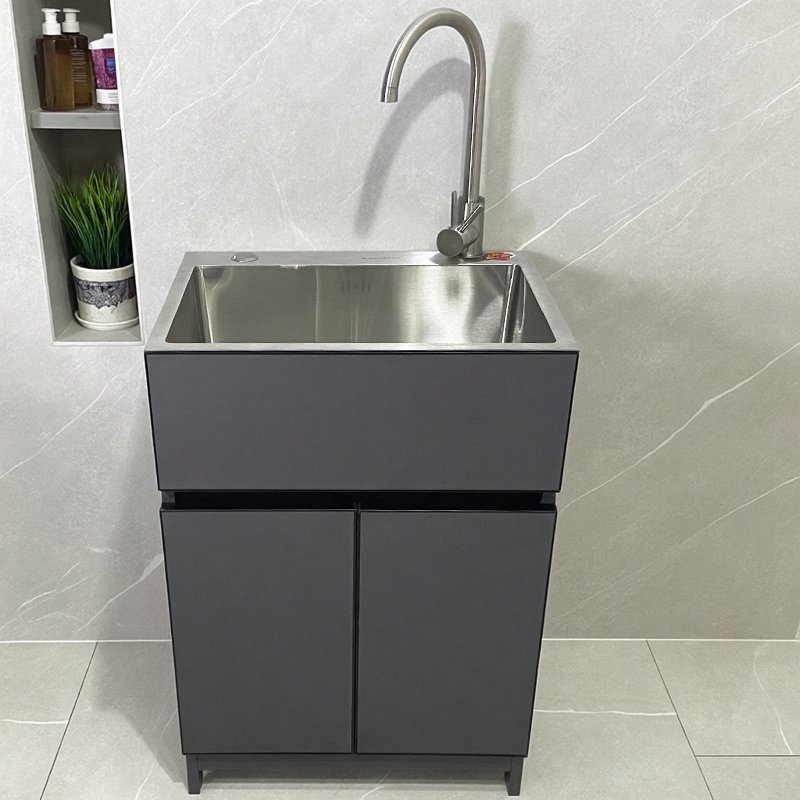 不锈钢洗手池水槽户外一体柜阳台洗手盆室外庭院水池洗衣柜铝材