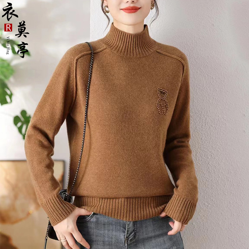 半高领双股加厚羊毛衫女宽松毛衣女冬季新款短款打底衫套头羊绒衫