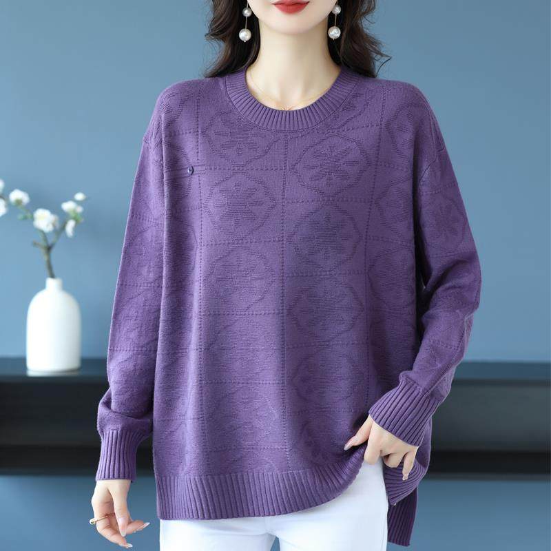 胖妈妈特大码毛衣秋冬200斤加肥宽松遮肚针织衫女休闲时尚羊毛衫