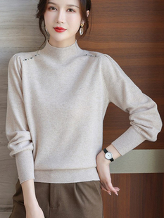半高领针织打底衫 2025新款 内搭 宽松加厚100纯羊毛衫 毛衣女秋冬季