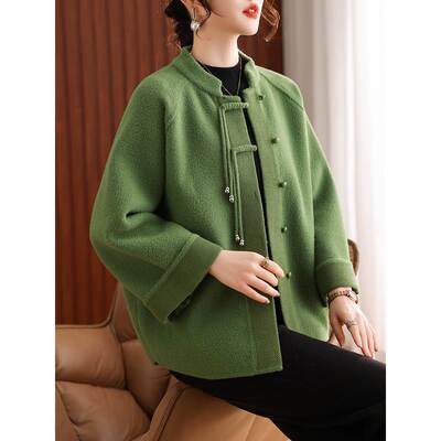 妈妈新中式毛呢外套中年女装2025新款针织开衫中老年春秋季上衣服
